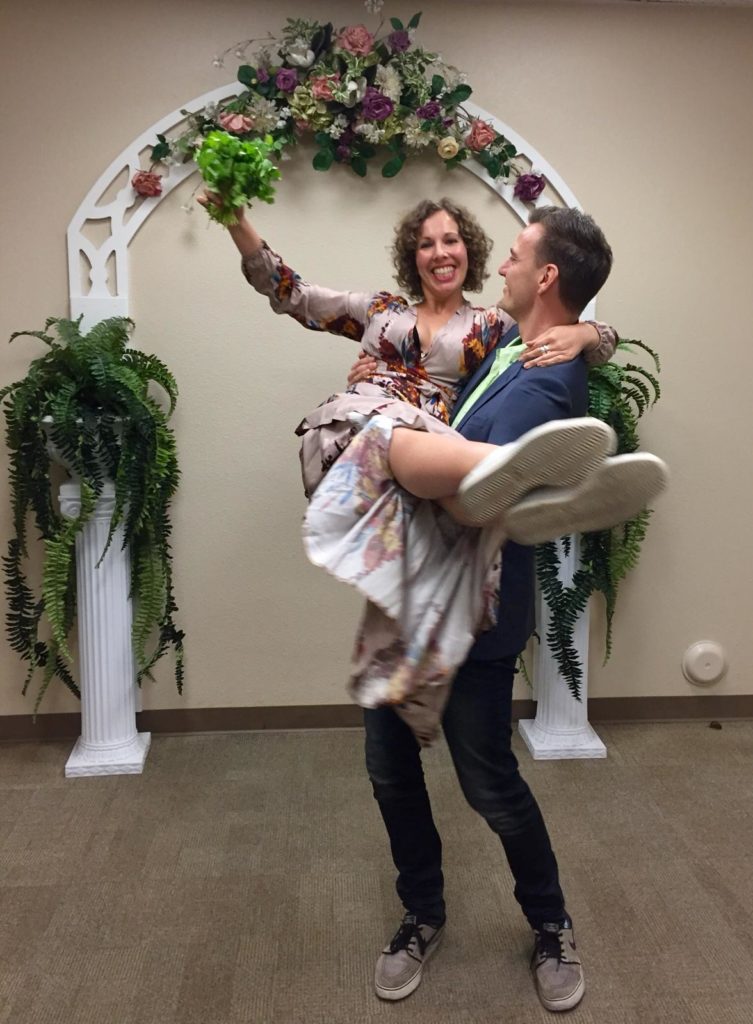 Simon Jankowski and his partner decided to get married on their last day in San Diego -- pictured here with a bouquet of coriander