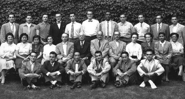 Sr Sally Isaac, 2nd row, 4th from left, with Eastman Dental Dispensary dental interns and staff. 1955-1956